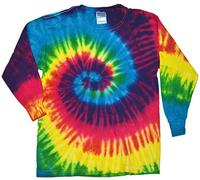 Colortone Youth & Adult Tie Dye Long Sleeve T-Shirt, Reactive Rainbow, XL