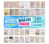 colortouch Planner Stickers Set - 4000+ Pcs - 48 Sheets Bullet Journal Stickers Set for Organizer Stickers Teachers, Students, Kids, Girls, Adults Stickers Pack - Cute Vintage Scrapbook Supplies