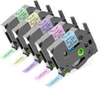 Colorty Compatible Label Tape Replacement for Brother P-Touch 12mm 0.47 Inch Label Tape TZe-MQ531 MQE31 MQF31 MQG31 MQY31(Pastel Blue/Pink/Purple/Mint Green/Lemon Yellow) for PTouch PT-D210 H110, 8m