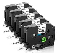 COLORWING Compatible Brother P-Touch TZe-231 0.47'' Laminated Tape for PT-H110 GT-H105 PT-P300bt Label Maker, Black on White, 5-Pack