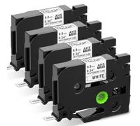 COLORWING Compatible with Brother 8.8mm Heat Shrink Tube Label Tape HSe-221 | HSe221 Black on White for Brother P-Touch PT-D600 PT-P700 PT-P750W PT-E550WVP PT-9700PC PT-E300VP PT-P900W, 4-Pack