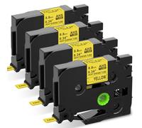 COLORWING Replace for Brother 8.8mm Heat Shrink Tube Yellow Label Tape | HSe-621 HSe621 Black on Yellow for Brother P-Touch PT-D600 PT-P700 PT-P750W PT-E550WVP PT-9700PC PT-E300VP PT-P900W, 4-Pack