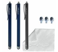 ColorYourLife 3-Pack 5.3'' Micro-Knit Mesh Tip Capacitive Stylus Pens for Touch Screens with Replaceable Fiber Tips, Universal Stylus Pens and Cleaning Cloth (Matt Black, Black, Gun Grey)