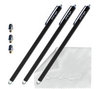 ColorYourLife 3-Pack 7.3’’ Fine Micro-Knit Mesh Tip Capacitive Stylus Pens for Touch Screens with Replaceable Mesh Tips, Extra Long Universal Stylus Pens and Cleaning Cloth (Black)