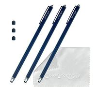 ColorYourLife Bundle of 3-Pack 7.3" Extra Long Thin Tip High Precision Universal Capacitive Stylus Pens for Touch Screens and Microfiber Cloth (Black)