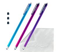 ColorYourLife Bundle of 3-Pack 7.3" Extra Long Thin Tip High Precision Universal Capacitive Stylus Pens for Touch Screens and Microfiber Cloth (Purple, Hot Pink, Blue)
