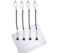 ColorYourLife Elastic Tether Coiled Spring Lanyards and Microfiber Cloth (4 Pack, Black)