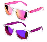 COLOSSEIN Sunglasses Womens,Classic Square Frame UV400 Mirrored Lens,Sunglasses Fit For Beach,Vacation,Driving, A1 - Pink/Orange + Purple - Mirrored Lens, 55
