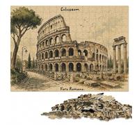 Colosseum and Foro Romano Illustration Jigsaw Puzzle for Adults, 500 Pieces | Adult Jigsaw Puzzle - screen-free tabletop leisure in spare time.