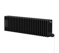 Colosseum Colore Horizontal Digital Thermostatic Electric Quadruple Column Radiator | Matt Black | Mild Steel | 300mm x 1164mm