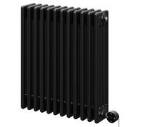 Colosseum Colore Horizontal Digital Thermostatic Electric Quadruple Column Radiator | Matt Black | Mild Steel | 600mm x 548mm