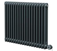 Colosseum Horizontal Digital Thermostatic Electric Double Column Radiator | Anthracite | Mild Steel | 600mm x 812mm