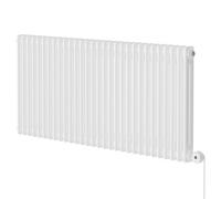 Colosseum Horizontal Digital Thermostatic Electric Double Column Radiator | White | Mild Steel | 600mm x 1340mm