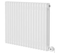 Colosseum Horizontal Digital Thermostatic Electric Double Column Radiator | White | Mild Steel | 600mm x 812mm