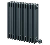 Colosseum Horizontal Digital Thermostatic Electric Quadruple Column Radiator | Anthracite | Mild Steel | 600mm x 548mm