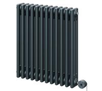 Colosseum Horizontal Digital Thermostatic Electric Triple Column Radiator | Anthracite | Mild Steel | 600mm x 554mm