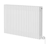 Colosseum Horizontal Digital Thermostatic Electric Triple Column Radiator | White | Mild Steel | 600mm x 999mm
