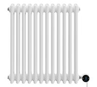 Colosseum Horizontal Wifi Thermostatic Electric Double Column Radiator | White | Mild Steel | 600mm x 548mm