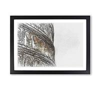 Colosseum in Rome Italy in Abstract Framed Print | A2 Black Framed Wall Art | Ready to Hang | Abstract Cityscape Picture | Living Room Bedroom Lounge Office