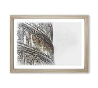 Colosseum in Rome Italy in Abstract Framed Print | A2 Oak Framed Wall Art | Ready to Hang | Abstract Cityscape Picture | Living Room Bedroom Lounge Office