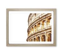 Colosseum In Rome Italy Painting Modern Art Framed Print | A4 Oak Framed Wall Art | Ready to Hang | Modern Cityscape Picture | Living Room Bedroom Lounge Office