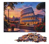 Colosseum Night View Wooden Puzzle 300 Pieces | Image-area sorting: steady puzzle progress in spare time.