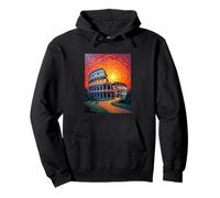 Colosseum Rome Art in Bold Van Gogh Sunset Style Pullover Hoodie