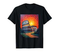 Colosseum Rome Art in Bold Van Gogh Sunset Style T-Shirt