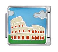 Colosseum Rome Italy Gladiator Italian Love Travel Silver Italian 9mm Link Stainless Steel Bracelet Charm Compatible With Nomination