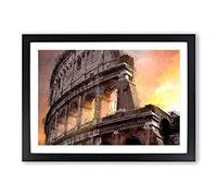 Colosseum Rome Italy in Abstract Framed Print | A2 Black Framed Wall Art | Ready to Hang | Abstract Cityscape Picture | Living Room Bedroom Lounge Office