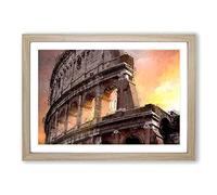 Colosseum Rome Italy in Abstract Framed Print | A2 Oak Framed Wall Art | Ready to Hang | Abstract Cityscape Picture | Living Room Bedroom Lounge Office