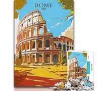 Colosseum Rome Italy Jigsaw Puzzles for Adults,Challenging Game And Family Play with Fully Interlocking Randomly Shaped Pieces 38x26cm