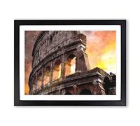 Colosseum Rome Italy Painting Modern Art Framed Print | A3 Black Framed Wall Art | Ready to Hang | Modern Cityscape Picture | Living Room Bedroom Lounge Office