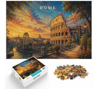 Colosseum Rome Italy Travel Poster Jigsaw Puzzle for Adults, 1000 Piece | Piece-by-piece progress - a simple way to organise the image on quiet evenings.