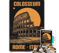 Colosseum Rome Italy Vintage Poster Jigsaw Puzzle for Adults, 1000 Pieces | Puzzle for Adults: festive puzzle present, activity for family time.