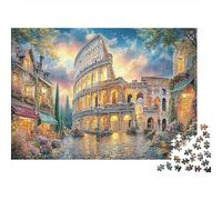 Colosseum Sunset 1000pc Jigsaw Puzzle for Puzzle Enthusiasts Sturdy Recycled Paper Colosseum Rome Art Home Decor Wall Art Gift for Friends VaCation Indoor Jigsaw 52x38cm/1000pcs