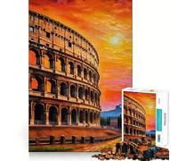 Colosseum Sunset for Adults 1000 Piece Jigsaw Puzzle Brain Power, Tight Edge, Fun Challenge, Night Game (38x52cm)
