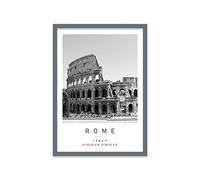 Colosseum Travel Print Rome Wall art Black and white Poster A2 Print in Grey frame 46 X 63cm (17.7x24.8inch)