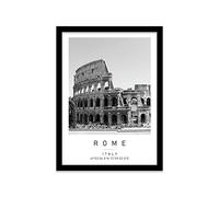 Colosseum Travel Print Rome Wall art Black and white Poster A3 Print in Black frame 33.5 X 45.5cm (13.2x18inch)
