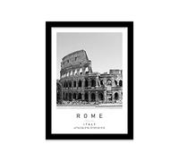 Colosseum Travel Print Rome Wall art Black and white Poster A4 Print in Black frame 24.5 X 33cm (9.6x13inch)
