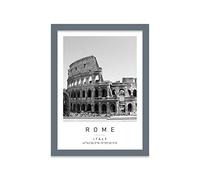 Colosseum Travel Print Rome Wall art Black and white Poster A4 Print in Grey frame 24.5 X 33cm (9.6x13inch)