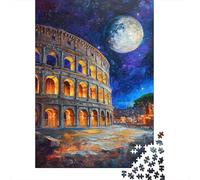 Colosseum Under Moonlight-2 Adult 1000-Piece Jigsaw Puzzle, 52x38cm/1000pcs; for A Quiet Evening Project at Home; White Cardboard with Reduced Dust