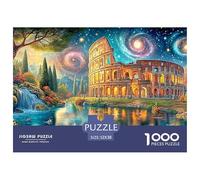Colosseum with Glowing Arches, River, And Spiral Galaxies 1000 Piece Jigsaw Puzzle Dream Building for Boys, Girls, Men & Women 52x38cm/1000pcs