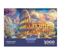 Colosseum with Rainbow And Flying Beings 1000 Piece Jigsaw Puzzle Dreamy Landmark Building Educational & Challenging for Kids & Adults 70x50cm/1000pcs
