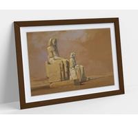Colossi, Thebes, Egypt, 1838 by David Roberts Stunning Framed Wall Art Print Picture - A4 - Walnut Frame
