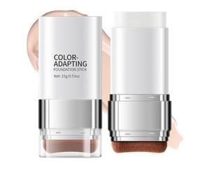 Colour-Adapting Foundation Stick With Built-In Brush - Creamy Formula For Seamless Application And Full Coverage With Natural No-Makeup Finish, Lightweight And Travel-Friendly Design