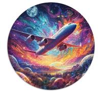 Colour Art Airliner Jigsaw Puzzles 1000 Pieces for Adults Round Puzzle 1000 Pieces Jigsaw High-Difficulty Brain Teaser for Teenagers (67.5x67.5cm)