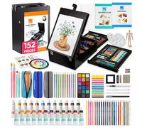 COLOUR BLOCK 152-Piece Wooden Easel Art Supplies Set, Professional Painting and Drawing Art Kit with Mixed Media Acrylic and Watercolor Paints, Pencils and Tools for Adults and Mixed Media Artists