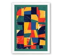 Colour Block Collage Geometric Framed Wall Art Print A2 (59.4×42cm) White, Wall Decor for Living Room, Bedroom, Office & Home, Ready to Hang, Art Gift