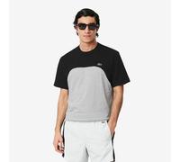 Colour Block Cotton T-Shirt with Short Sleeves Grey Marl/Black
